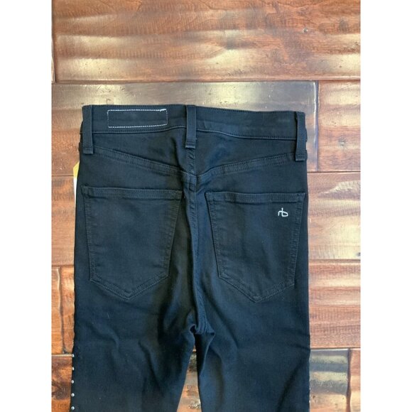 Rag & Bone Black Denim Skinny Jeans w/ Studded Legs, Size 24 - Picture 5 of 5